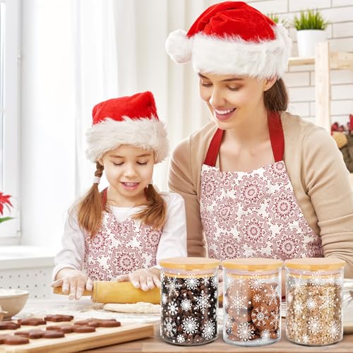 Christmas Snowflake Glass Storage Jars with Airtight Bamboo Lids – 3-Piece Candy & Cookie Canisters