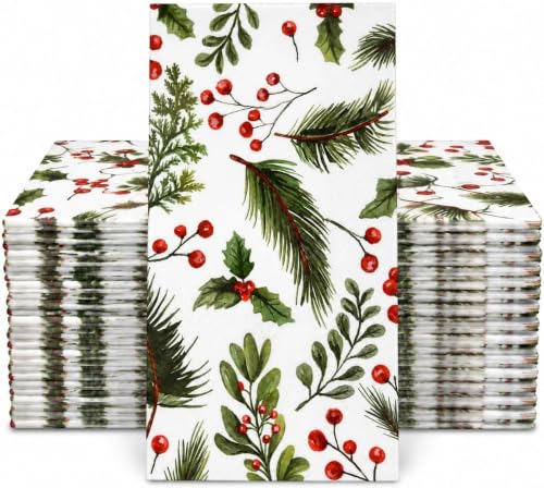 Christmas Cardinal Disposable Paper Napkins 100 Pack for Holiday Parties