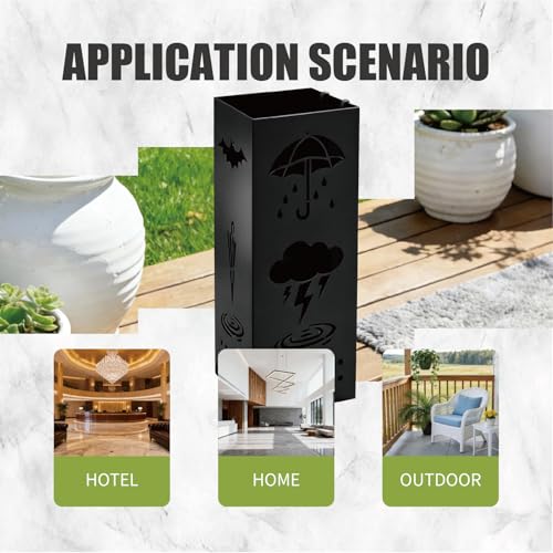 Metal Umbrella Stand with Hooks - Modern Vertical Storage for Entryway