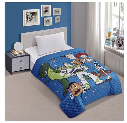 Toy Story Twin Quilted Bedspread - Fairground Stars, 55x75 inches