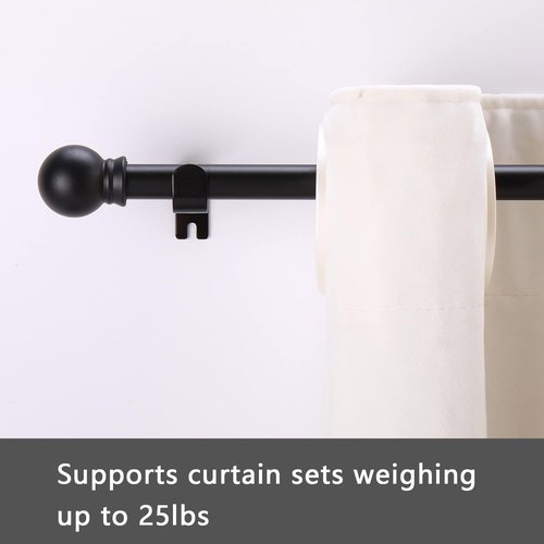 GXOACKJ Black Curtain Rods - Heavy Duty 5/8 Inch Metal Set for Windows 66 to 120 Inches | 2 Pack