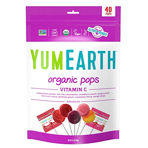 Organic Vitamin C Lollipops, Assorted Fruit Flavors, 40 Count