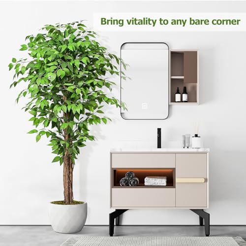 6.2ft Lifelike Artificial Ficus Tree with 3 Trunks for Home Decor