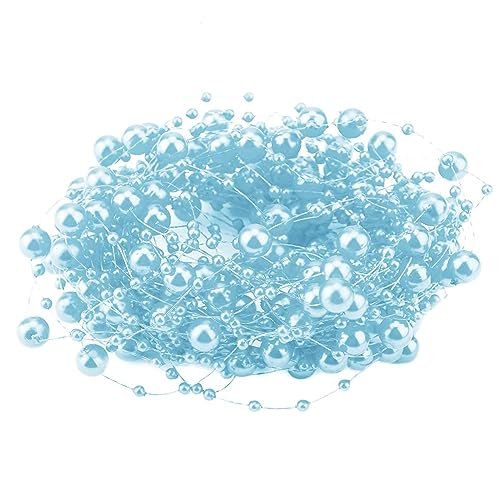 Beufee Blue Artificial Pearl String Beads Garland 10m Wedding Party Decor