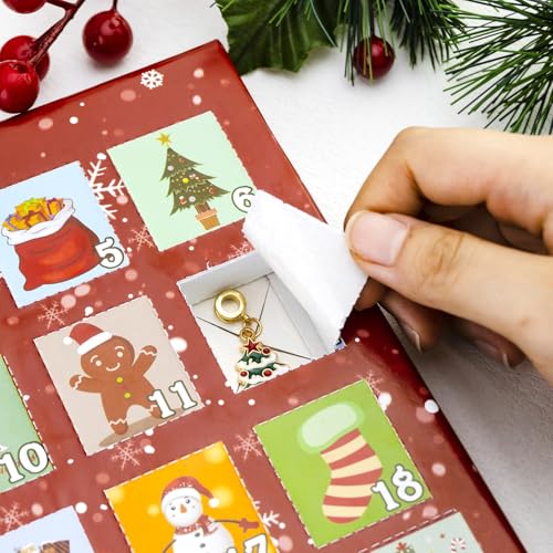 Christmas Advent Calendar Bracelets DIY Jewelry Kit with 22 Charms and 2 Bracelets