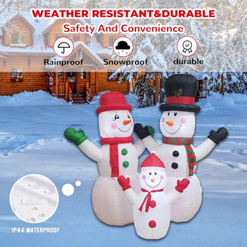 7FT Inflatable Snowman Family Decorations with Rotating Lights - Outdoor Xmas Yard Lawn Holiday Party