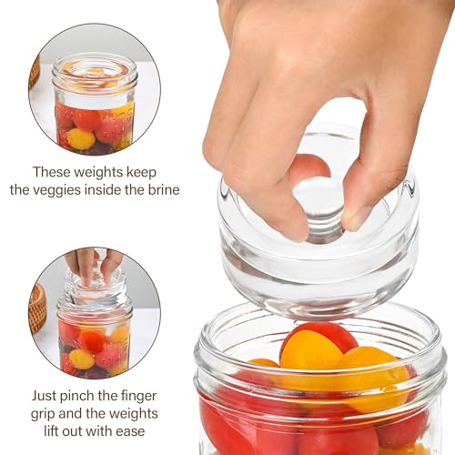 Glass Fermentation Weights 4-Pack with Easy Grip Handle for Wide Mouth Mason Jars