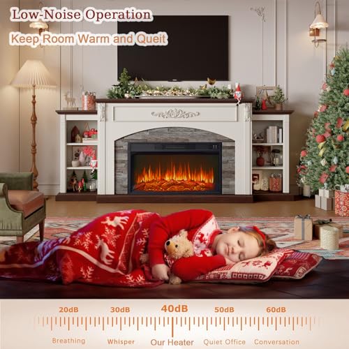 80-Inch Electric Fireplace TV Stand with Mantel and Storage