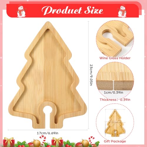 Roshtia 6-Piece Christmas Tree-Shaped Wine Appetizer Plates with Glass Holders, 9 x 5.9 x 0.47 in