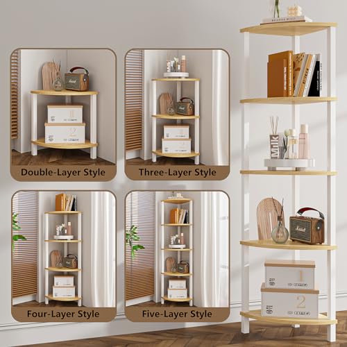 5-Tier Corner Bookshelf, Industrial Storage Display Rack for Home Office