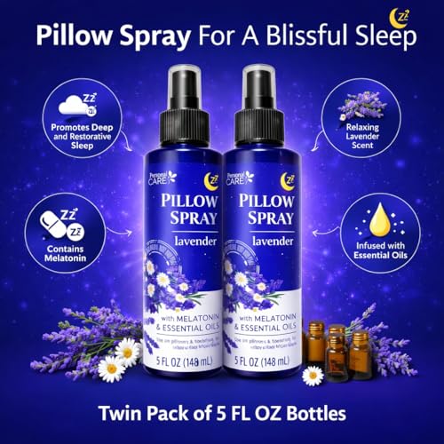 Lavender Pillow Spray with Melatonin & Essential Oils - 2 Pack (5 oz Each)