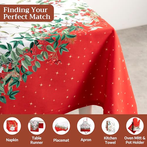 Maison d'Hermine Holiday Watercolor Cotton Tablecloth 70x120 Inches - Noel Variation