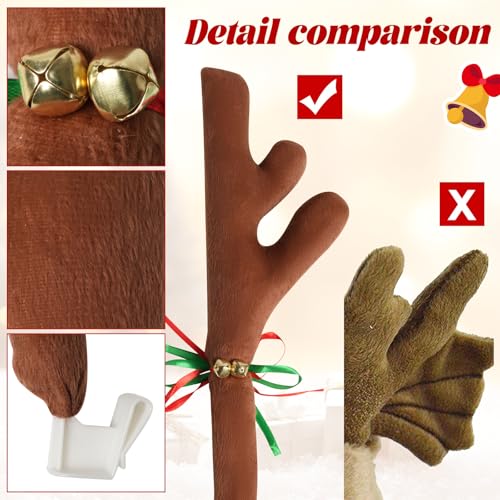 Christmas Car Reindeer Antlers Kit with Red Nose and Tail Decoration