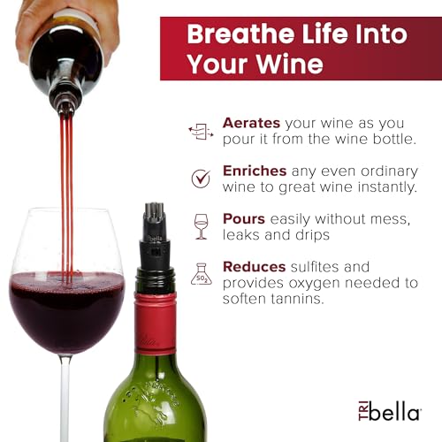 TRIBELLA Classic Wine Aerator with Multi-Stream Stainless Steel Spouts - Elegant Pouring Experience
