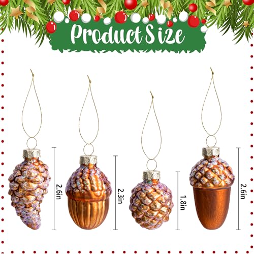 Watayo 12Pcs Christmas Glass Pinecone Ornaments - A Style, Holiday Decor