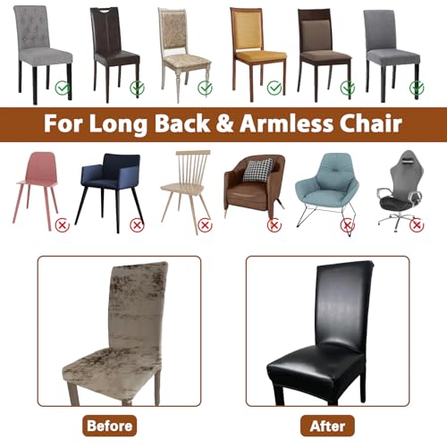 Stretch Waterproof Leather Chair Covers Set of 4 - Black