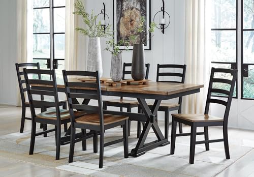 Modern Ladderback Dining Chairs Set of 2, Two-Tone Wood Kitchen Chairs