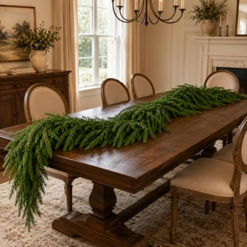 Real Touch Norfolk Pine Garland - 2 Pack 6FT Artificial Christmas Greenery