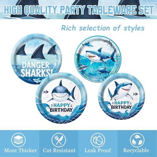 157-Piece Shark Birthday Party Decorations Set with Tableware and Balloons
