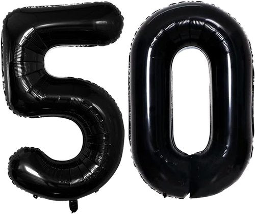 GOER Jumbo 42-Inch Black Foil Balloons - Perfect for 50th Birthday Party Decorations