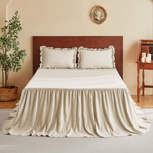 MR&HM Shabby Chic Microfiber Bedspread Set - 30" Ruffle Drop Skirt
