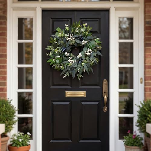 24-Inch Artificial Eucalyptus Wreath for Front Door All-Season Greenery