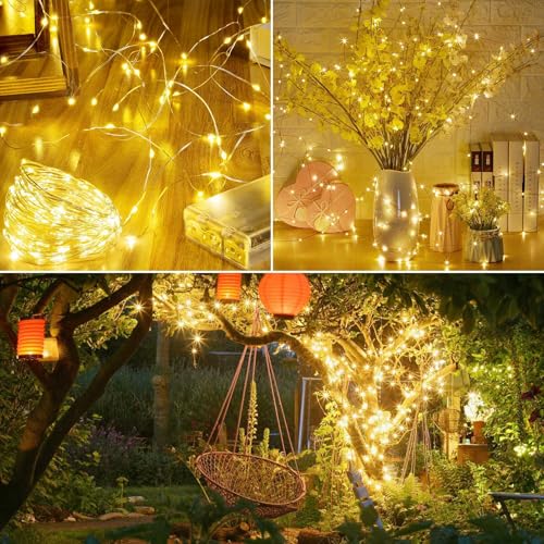 KAQ Battery Operated Fairy Lights 4-Pack 80FT 240 LED Warm White