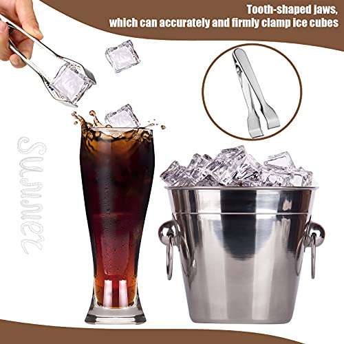 Sieral Silver 4-Piece Ice Tongs and Scoop Set for Bar & Kitchen - Food & Drink