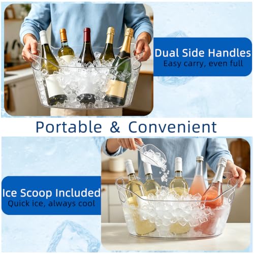 2 Pack Ice Buckets 6.5L Plastic Beverage Chillers for Parties & Bars