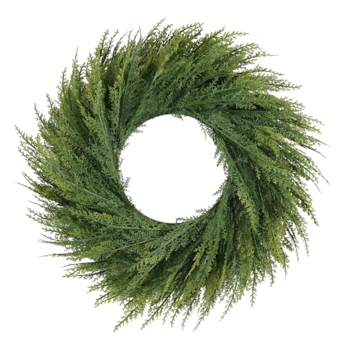 Senjie 24 Inch Real Touch Cedar Wreath for Front Door - Holiday Decor