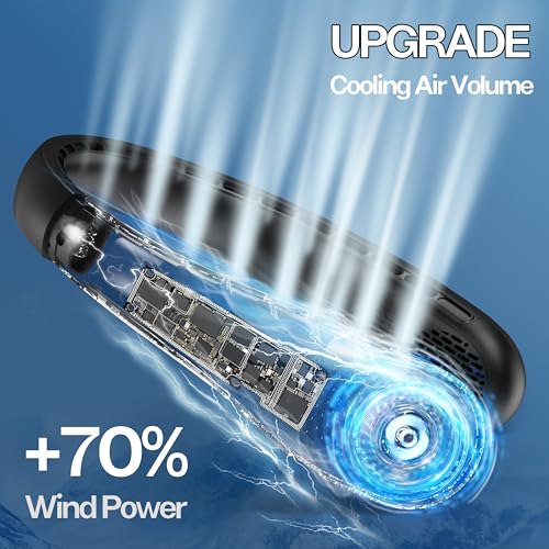KIDEE Portable Bladeless Neck Fan, 4000mAh Rechargeable Hands-Free Wearable Fan