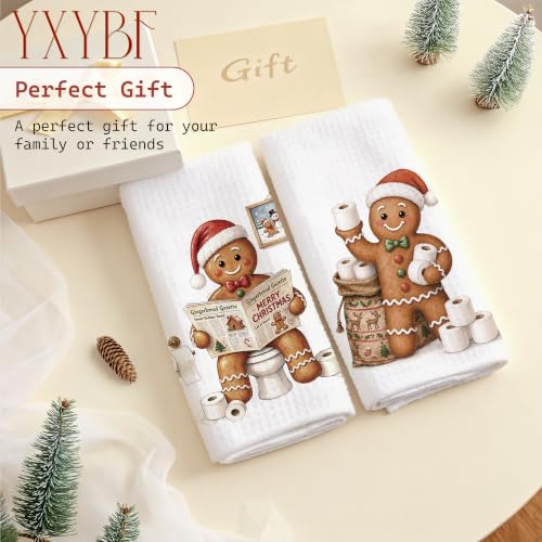 Gingerbread 02-set of 2 Funny 16x24in Hand Towels | YXYBF Decorative Waffle Textured