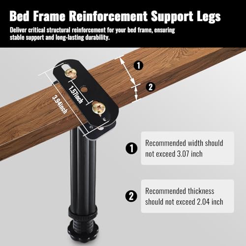 Adjustable Bed Frame Support Legs 7.8-13 Inch - 4 Pack Heavy Duty Slat Legs