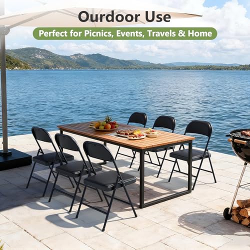 10-Pack Padded Folding Chairs, PU Leather Portable Dining Chair Set