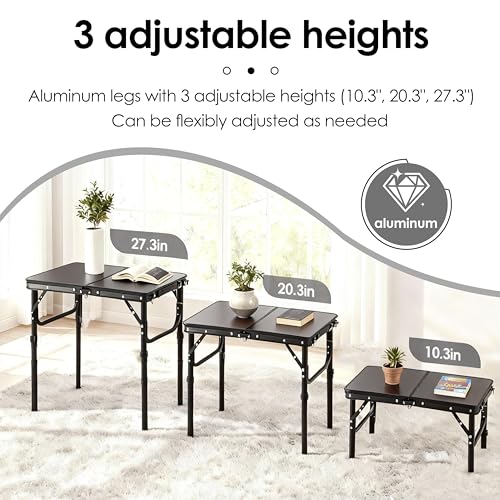 Adjustable Folding TV Tray Table, Portable Aluminum Snack Side Table