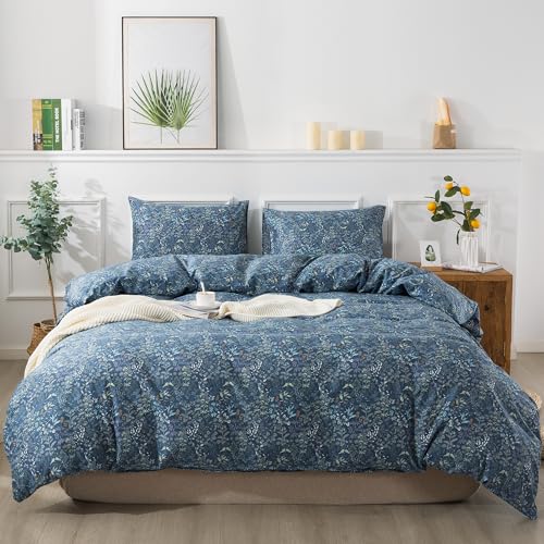 100% Cotton Floral Queen Duvet Cover Set - 3-Piece Wildflower Bedding