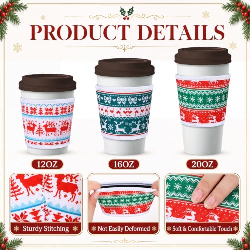 Potchen Sweater 16-Pack Neoprene Coffee Cup Sleeves for 12-16 Oz Cups