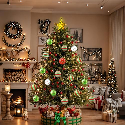 Battery-Operated Christmas Tree Topper Glittered Gold Star - 8.2in, Fits 6-10ft Trees