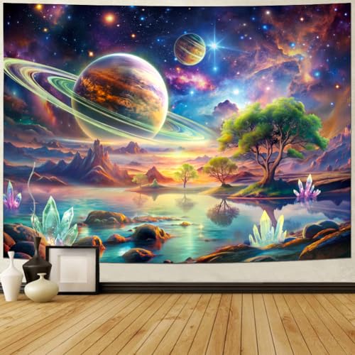 UV Reactive Galaxy Space Tapestry - Blacklight Cosmic Wall Hanging