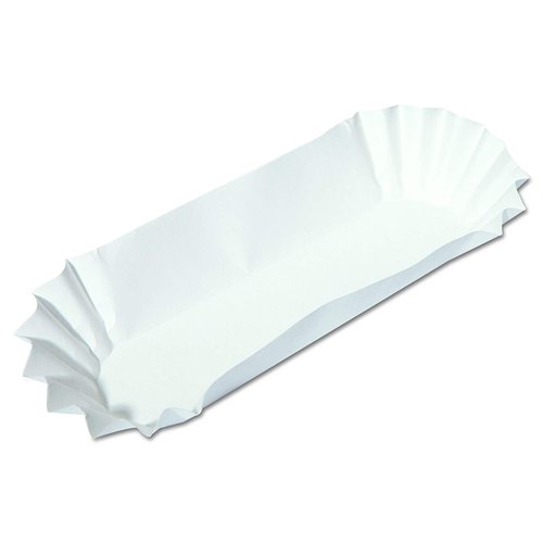 500 Paper Hot Dog Trays | White Hot Dog Wrappers | 8 Inch Hotdog Tray Holders Plates | Disposable Fluted Hotdog Boats | Hotdog Container - Concession Stand Trays - Hot Dog Cart Accessories