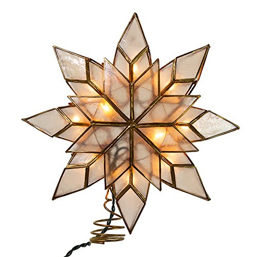 10-Light Pre-Lit Capiz Shell Star Christmas Tree Topper - 9.25 Inch