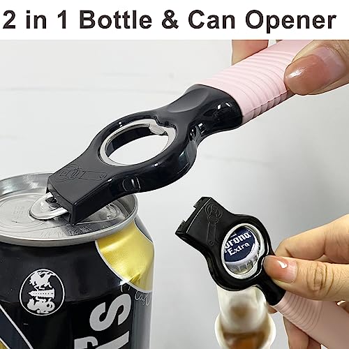 DUNLAGUE 2-in-1 Soda Can & Beer Bottle Opener Set, Pink & Aqua Blue, 2-Pack