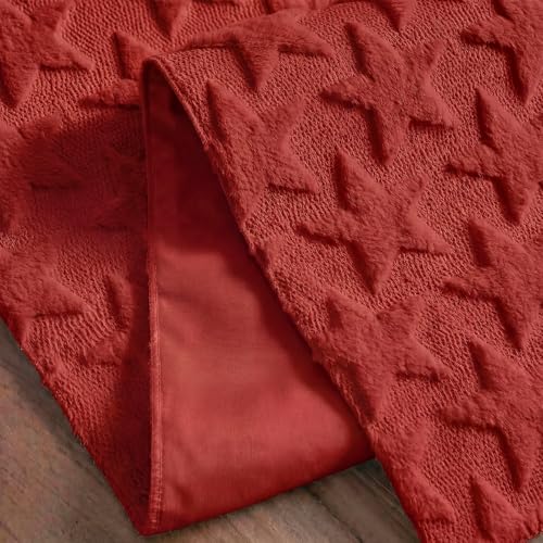 Artoid Mode Red Plush Faux Fur Jacquard 13x60 Inch Holiday Table Runner