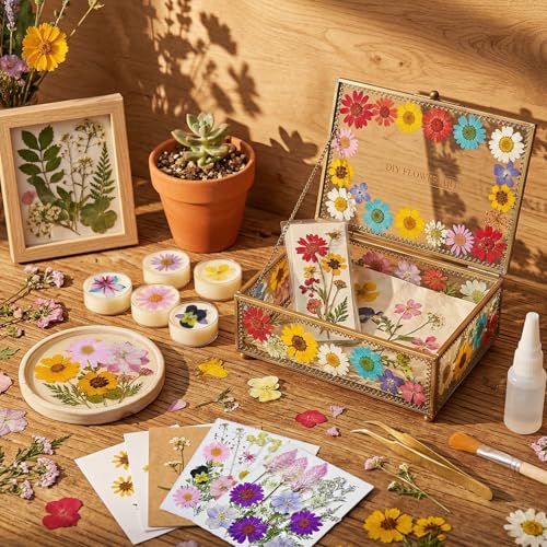 106pcs Natural Dried Pressed Flowers & Leaves for Resin Crafting & DIY