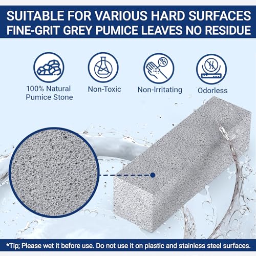 Pumice Stone Toilet Bowl Cleaner Brush with Extra Long Handle (2 Pack)