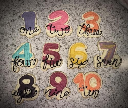 Large Metal Cookie Cutter Set - 10 Assorted Word & Number Shapes, Dishwasher Safe