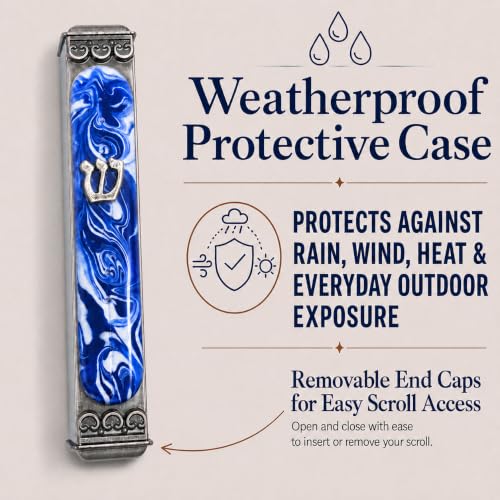 4-Inch Handcrafted Art Glass Mezuzah Case, Weatherproof Indoor Outdoor Mount