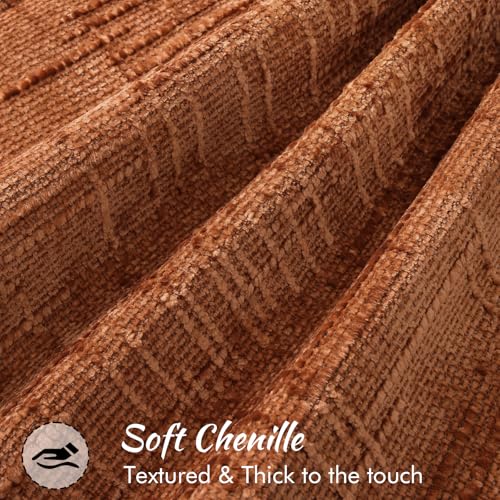 decorUhome Rust Chenille Throw Pillow Covers 18x18 Set of 2 with Flange Edges