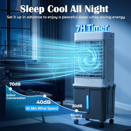 Portable Swamp Cooler, 8 Gallon 2237 CFM Evaporative Air Conditioner with Remote