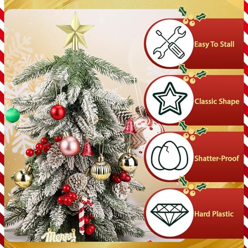 Hanaive Mini Christmas Tree Topper Star Set Gold 2.36 Inch Plated - 3 Pack